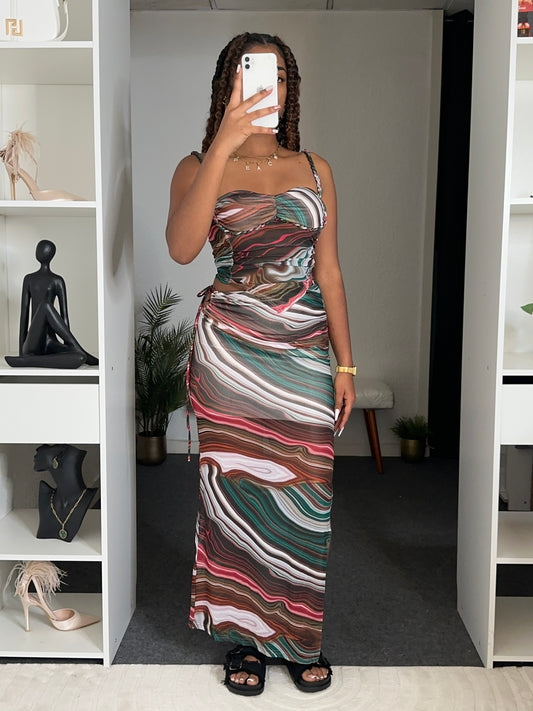 Ensemble Wavy - Jupe Longue & Top Ajusté