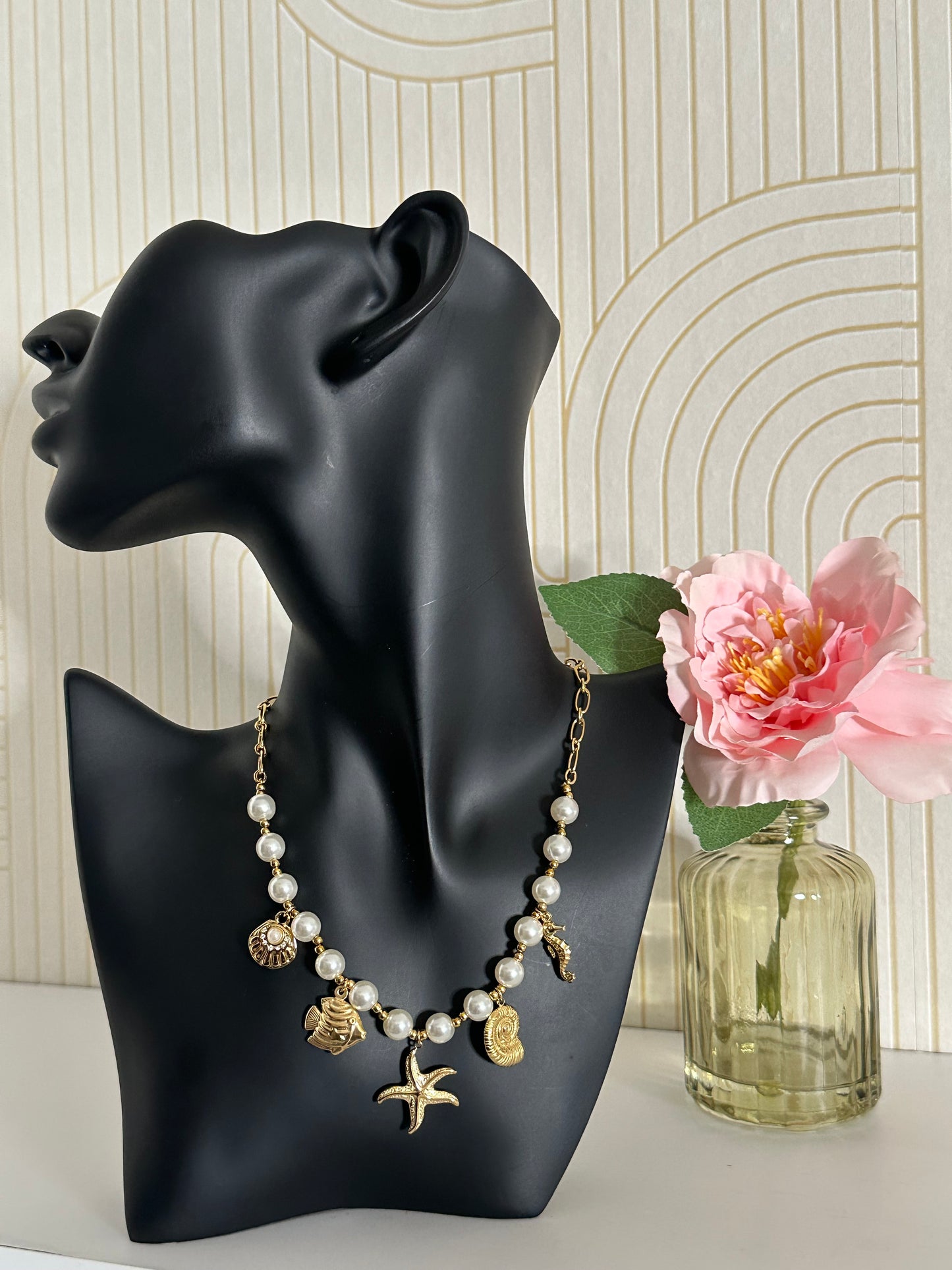 Collier - Perles & Charms Dorés